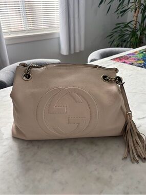 Gucci Beige Soho Shoulder Bag with Tassel